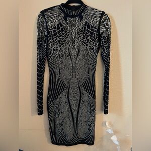 Elegant Black and Silver Studded Dress